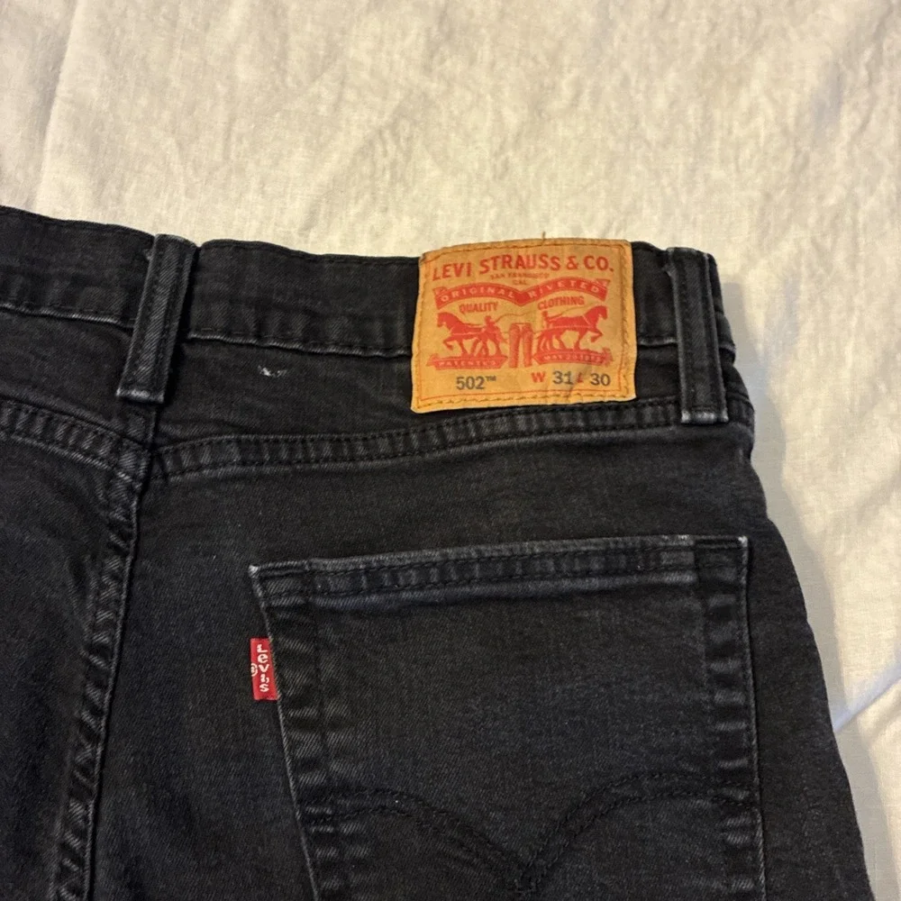 Levis Jeans Mens 31x30 Black 502 Regular Taper Stretch Zip Fly Flex Denim Pants